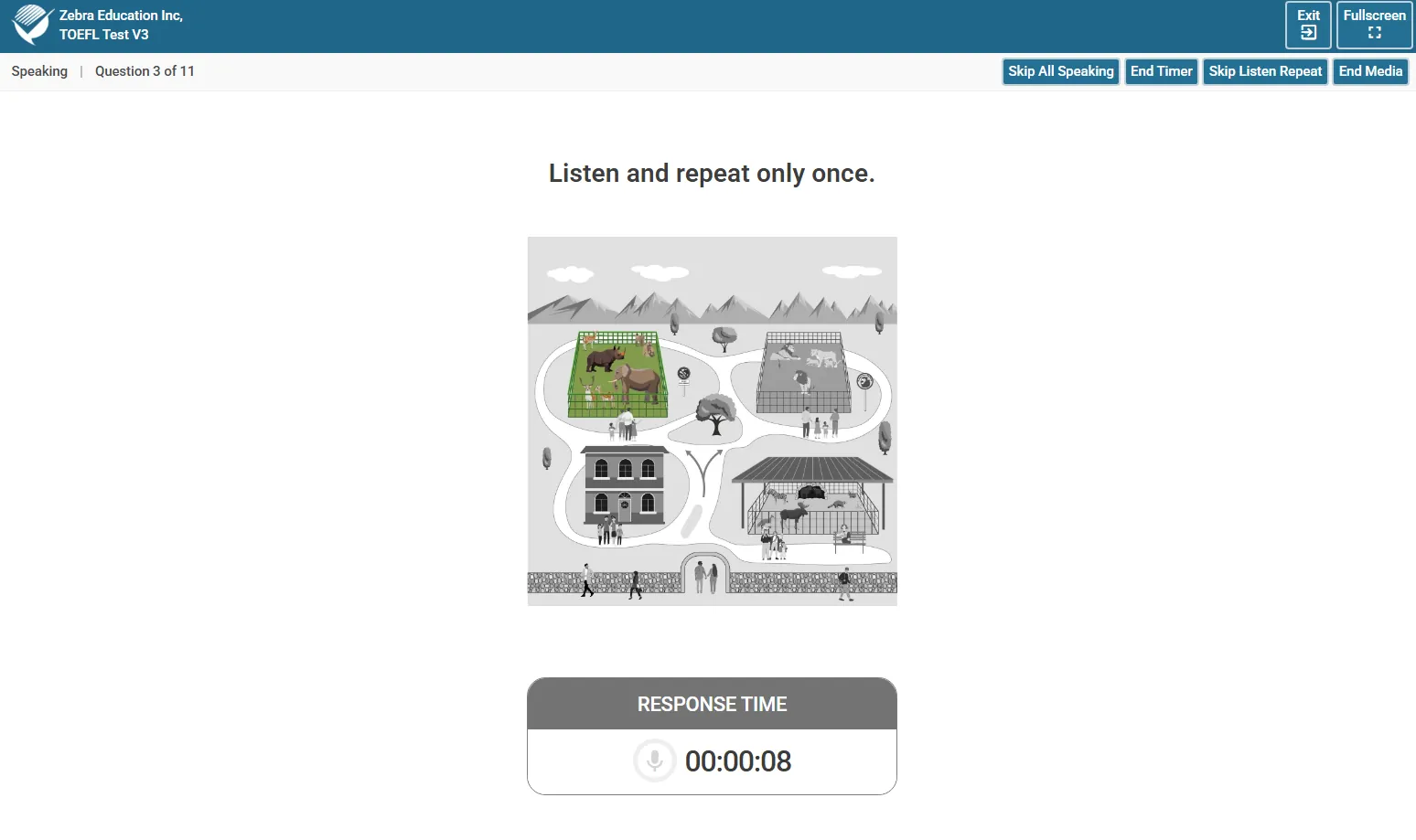 TOEFL speaking test screen