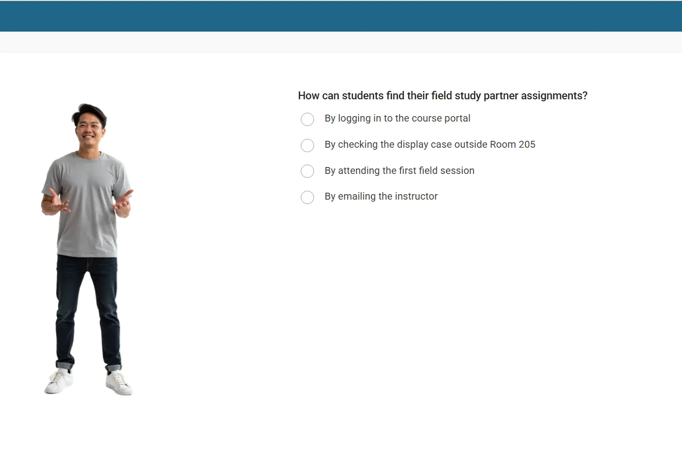 TOEFL listening test announcement screen